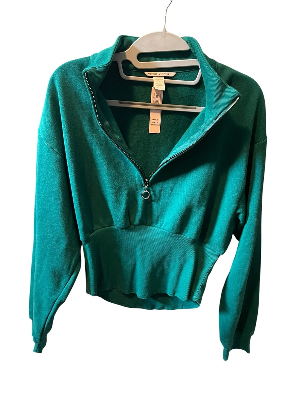Victoria's Secret Teal Half-Zip Cropped Pullover